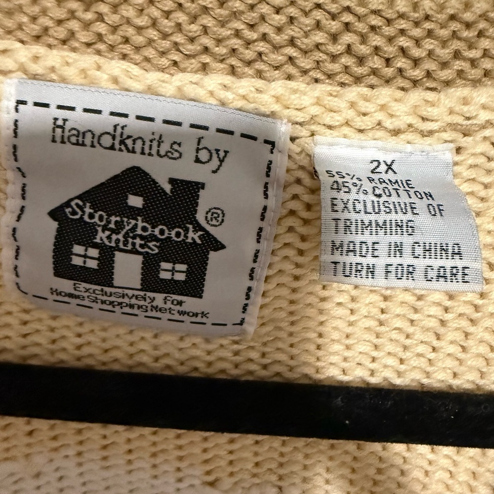 Storybook Knits Beach Ocean Nature Cardigan handmade Knit Sweater size 2X - Picture 5 of 5